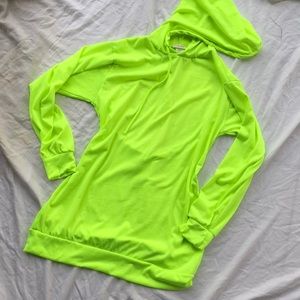 Neon Green/Yellow Sweater Dress with Hoodie